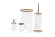 6pc Boxsweden WH Bathroom Set Soap Dispenser Toilet Brush Toothbrush Holder Bin