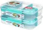 Sistema To Go Bento Box 1.48L 2-Count Lunch Box with Compartments & Snack Pots B