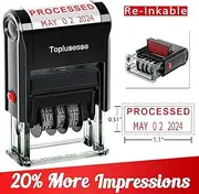 Toplusesse Processed Stamp with Date Self Inking Date Stamper Custom Scanned Phrase Date Stamp for Business 12-Year Band Red Ink &Black Ink 2024