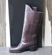 NIB CHANEL MOTORCYCLE BIKER SQUARE TOE WYOMING LEATHER PULL UP BOOTS Shoes 37.5