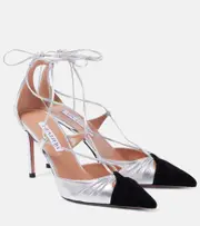 [Aquazzura] Aquazzura Gabi 85 leather slingback pumps AU 6 silver