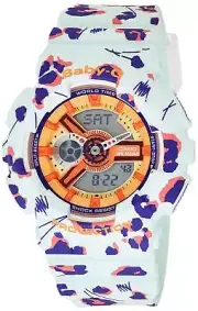 Casio Ladies Baby-G Flower Leopard Analog-Digital Casual Quartz Watch NWT