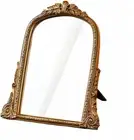 Vintage Gold Vanity Makeup Desk Mirror - Antique Chic Arch Table Mirror with Car