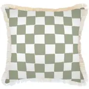 Cushion Cover-Coastal Fringe-Check Sage-60cm x 60cm