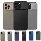 For iPhone 16 Pro Max 15 14 13 12 Sliding Lens Camera Cover Slim Hard Phone Case