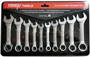 10 pcs Stubby Spanner Set Ring Open End Combination Short Wrench Metric 10-19 mm