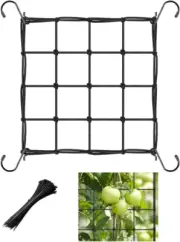 Elastic Trellis Netting with 4 Hooks, 2X2FT Trellis Net for Grow Tent, Heavy-Dut