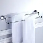 Polishe Chrome Double Rail Towel Rack Bar Wall Mount Bathroom Towel Hanger Shelf