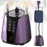 ADVWIN Standing Garment Steamer, Handheld Clothes Steamer, Portable Steam Iron Wrinkle Remover with Adjustable Pole, Flat Hanging Ironing in 8 Level LED Steam Adjustment - Purple