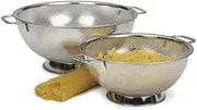RSVP Precision Pierced Stainless-Steel 3 and 5-Quart Colander Set