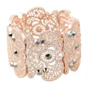 Nevenka Womens Vintage Filigree Cuff Bangle Bracelet-RoseGoldBlack