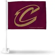 Rico Industries NBA Cleveland Cavaliers Standard Double Sided Double Sided Car Flag - 16" x 19" - Strong Pole That Hooks onto Car/Truck/Automobile