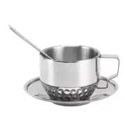 304 Stainless Steel Double-Layer Coffee Cup European Coffee Cup With Saucer A