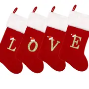 4 Pack Alphabet Letters Christmas Stocking Nordic Letter Print Xmas Stockings