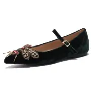 3374AB ballerina donna velvet VICOLO velluto patch strass dark green shoe woman