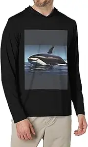 [JEJEA] Orca Killer Whale Print Print Men's Shirts Long Sleeve Hoodies Fashion Tee Shirts,Causal Fit No Buttons T-Shirts
