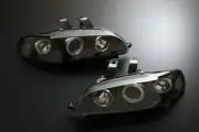For Honda Civic Angel Eye Projector Headlights Black Inner CCFL Ring JDM Japan