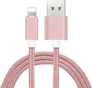 Braided 2m/6FT Fast USB Data Charger 2.1A Cable For iPhone & iPad-Colour (Pink)