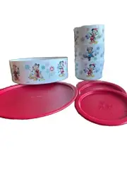 New Tupperware Disney Mickey & Friends Holiday Set large & 3 Small canisters.