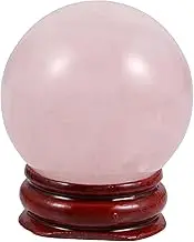 CORHAD Rose Quartz Crystal Ball with Stand Decorative Sphere for Meditation Chakra Practice Home Office Decor Healing Crystal Ball Adornment for Inspiration Joy