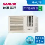 【SANLUX 台灣三洋】4-6坪變頻R32冷暖窗型右吹式(SA-R28VHR)
