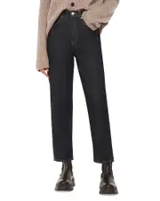 Whistles Authentic High Rise Barrel Leg Jean in Dark Denim