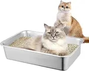 Large Cat Rubbish Box - Cat Mourning Metal Gland Box | Non-Stick Cat Waste Box Splash Proof Stainless Steel Large Bin Box, Cat Boxes Easy to Clean