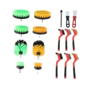 9Pieces Nylon Scrubber Cleaning Brush for Drills and 6Pieces Wire Brush Sets