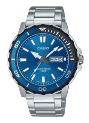 Casio Blue Dial Stainless Steel Japan Mov't Quartz MTD-125D-2A1V 100M Mens Watch