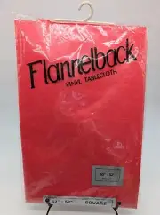 Red Vinyl Flannelback Tablecloth 52" x 52" Square Wipe Clean Easy Care