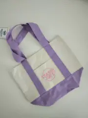 NEW Trader Joe’s Mini Pastel Canvas Tote Bag Purple LAVENDER