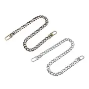 16" 2Pcs Iron Flat Chain Strap Purse Shoulder Bag DIY Replacement(Silver+Bronze)