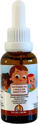 Teething Oil 1 Oz Glass Bottle. Chamomile, Clove, Peppermint. Natural, Safe.