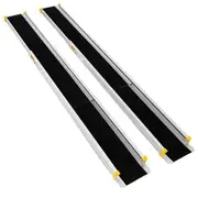 Costway 2.5m Adjustable Aluminum Loading Wheelchair Portable Telescoping Track Ramp Non-s Scooter & Bicycle