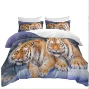 Cool Wildlife Animal Art Tigers in Snow Storm Quilt Cover