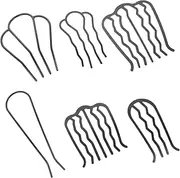 DINHEAROM 6Pcs Hair Bun Making Comb for Women Lightweight Iron Hairstyle Supplies Includes Flat Four Tooth Shaped Inward Four Tooth Seven Tooth Combs for Effortless Updo