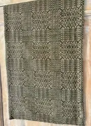 New Primitive Colonial TAN GREEN COVERLET TABLE RUNNER Woven Topper 56" Long