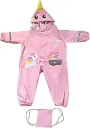 [Frediuo] Kids Rain Gear Reusable Pink Children Rain Jacket for Travel Outdoor Activities