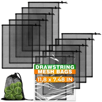 Nylon Mesh Bags with Drawstring for Travel and Camping Storage 10PCS