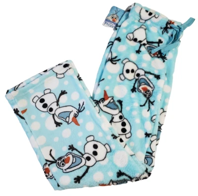 Official Frozen Olaf the Snowman Comfy Fleece Pajama Lounge Pants! (Blue / Pink)