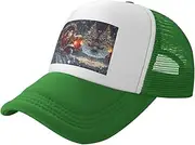 [MDATT] Xmas Day Mesh Baseball Cap Adjustable Twill Bulk with Ponytail Hole Washed Dad Hat for Men Women