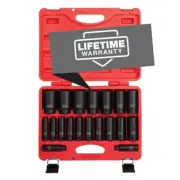 SUNEX TOOLS 2641, 1/2 Inch Drive Deep Impact Socket Set, 19-Piece, SAE, 3/8" ...
