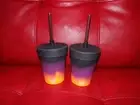 2 Silipint 8oz Kids Silicone Cups Unbreakable BPA Free w/ Lids Straws NEW!!