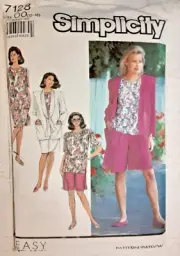 Vintage Simplicity Pattern 7128 Misses' Shorts Mock Wrap Skirt & Jacket (H)