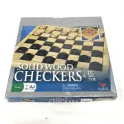 PREMIER SOLID WOOD CHECKERS & TIC TAC TOE GAME BOARD