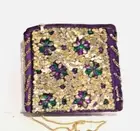 MARDI GRAS SEQUIN PURPLE SEQUIN FLOWER BODY BAG