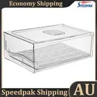 Drawer-Type Kitchen Fridge Storage Box with Drain Tray for Food Storage (L) AU