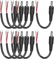 uxcell 10pcs DC Power Pigtails Cable, 3.5mm x 1.35mm Male Barrel Plug Connector to Bare Wire Open End 10cm for PC Laptop Toys Cellphone Electronic Devices
