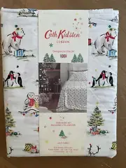 NWT Cath Kidtson Christmas Animals Twin Sheet Set COTTON PERCALE CREAM NEW