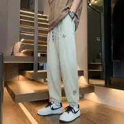 Drawstring Waist Applique Panel Harem Sweatpants Almond - M